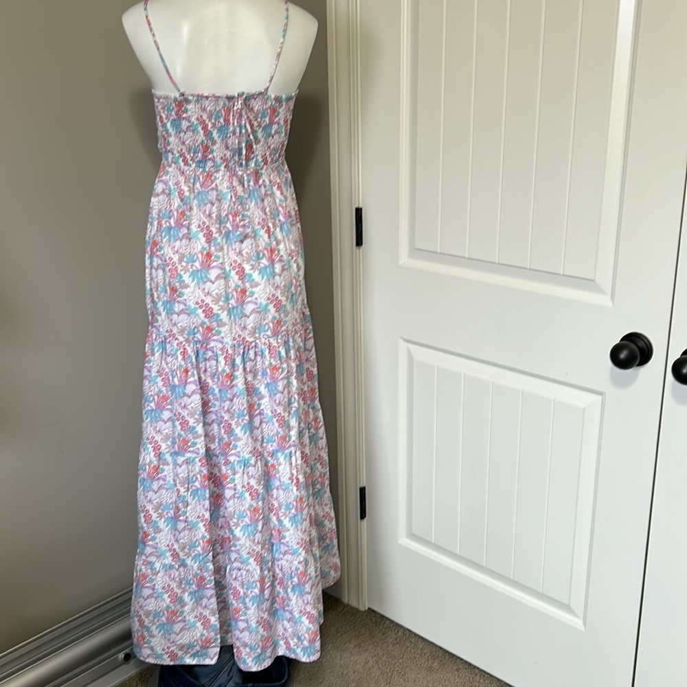 NWT Anthropologie Cotton Floral Halter Belle Maxi Dress Pink Blue White Medium - Picture 5 of 9
